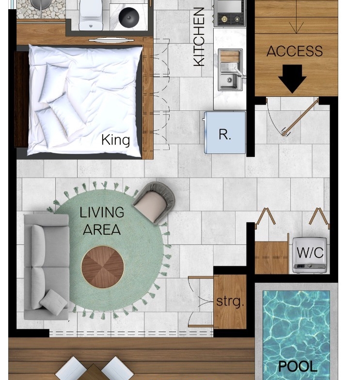 itzamna Tiny Homes for Sale in Ambergris Caye - Floor Plan